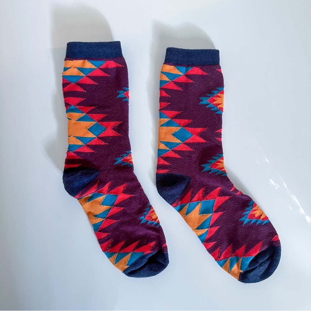 Socks with Southwest Pattern Purple Pink Orange and Blue